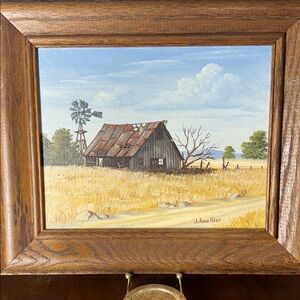 Jo Ann Hart Rustic Barn Landscape Painting with Wooden Frame
